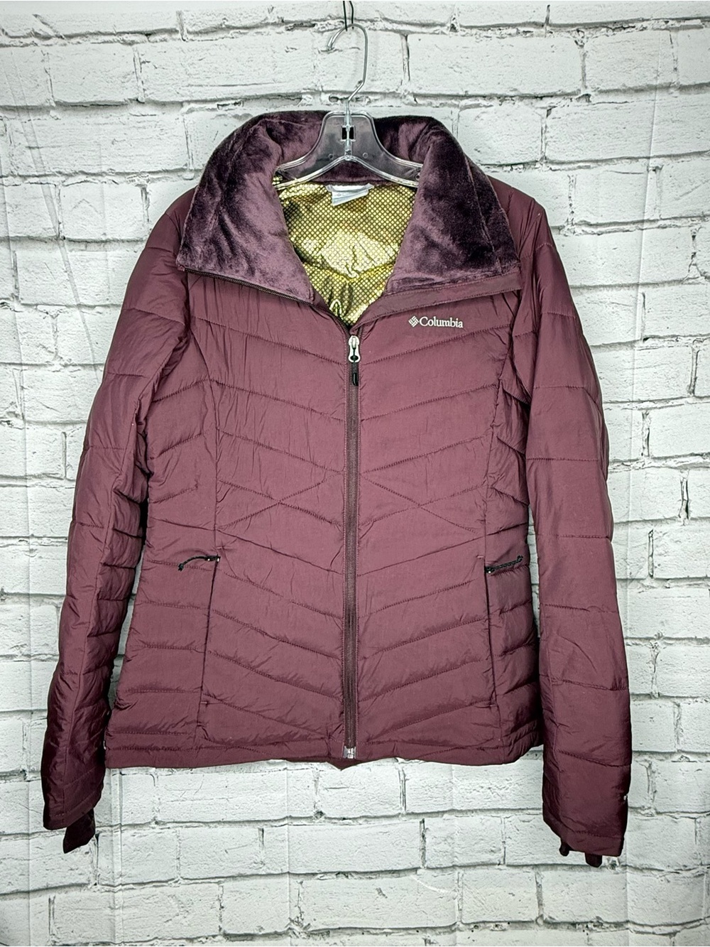 Columbia Womens Joy Peak II Quilted Jacket Size M Purple Omni-Heat Infinity Gorp
